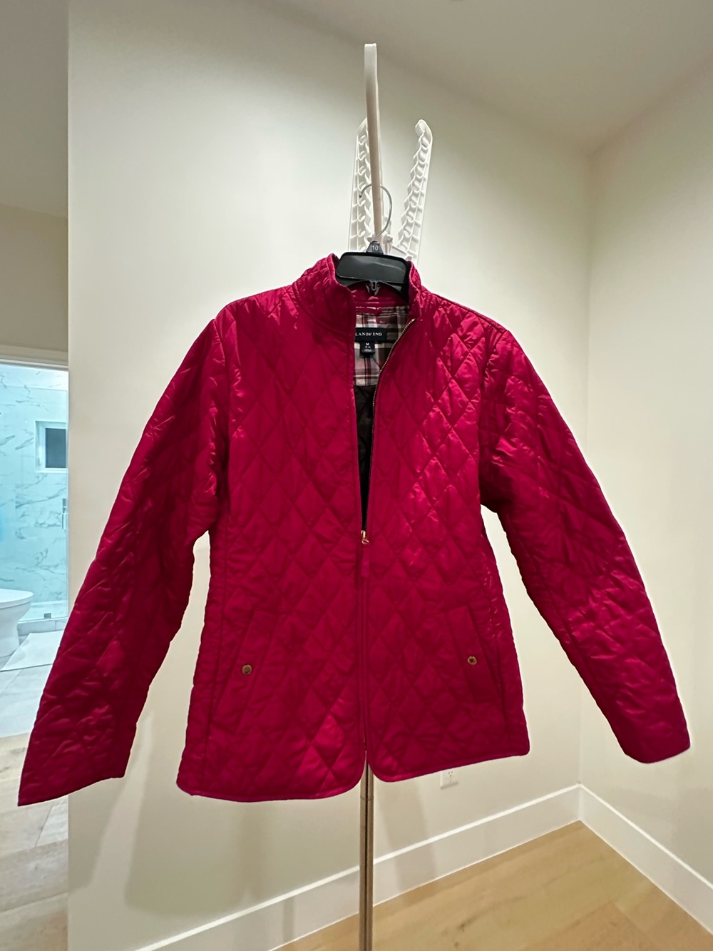 Lands' End Women's Quilted Puffer Jacket in Hot Pink
